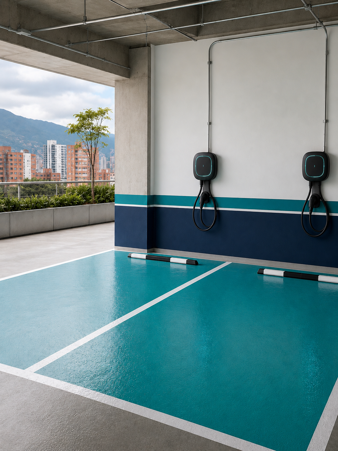 Punto de carga e-Punto en parqueadero de Medellín